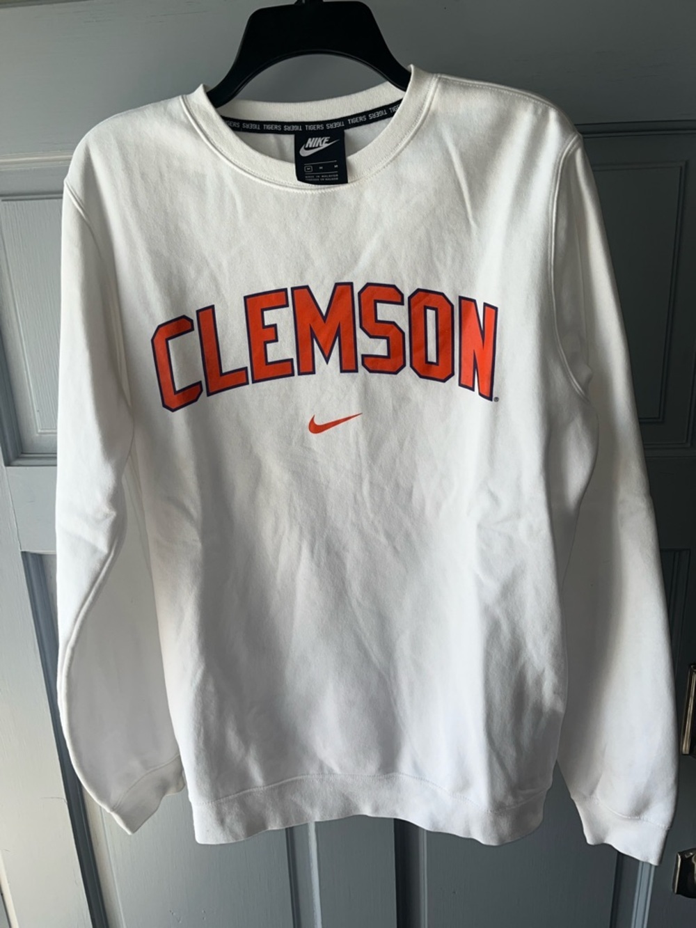 Clemson Nike White Crewneck Pullover Sweatshirt, Size M